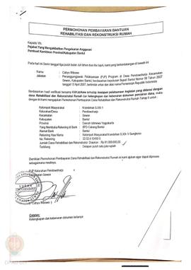 Permohonan Pembayaran Bantuan Rehabilitasi dan Rekonstruksi Rumah, Nama Kelompok Masyarakat Krand...
