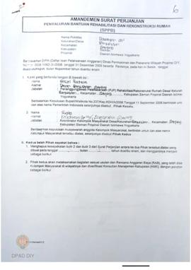 Amandemen Surat Perjanjian Penyaluran Bantuan Rehabilitasi dan Rekonstruksi Rumah (SPPB),  Nama K...