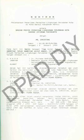 Kontrak Nomor: Ku.08.08.PLPK/586, antara Bagian Proyek Perbaikan Lingkungan Perumahan Kota Propin...