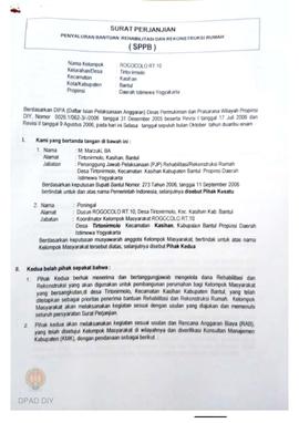 Surat Perjanjian Penyaluran Bantuan Rehabilitasi dan Rekonstruksi Rumah (SPPB), Nama Kelompok Rog...