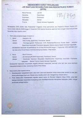 Amandemen Surat Perjanjian Penyaluran Bantuan Rehabilitasi dan Rekonstruksi Rumah (SPPB),  Nama K...
