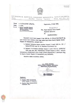 Surat Wakil Gubernur Daerah Istimewa Yogyakarta kepada Menteri Dalam Negeri Republik Indonesia te...