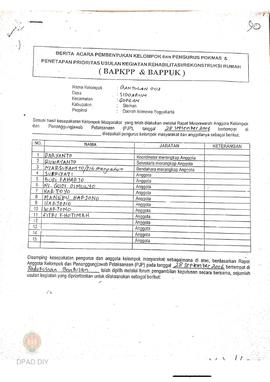 Berita Acara Pembentukan Kelompok dan Pengurus Pokmas dan Penetapan Prioritas Usulan Kegiatan Reh...