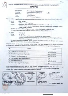 Berita Acara Penarikan / Penggunaan dana Rehab / Rekonsiliasi Rumah ( BAPPD ) untuk Rumah Rusak B...