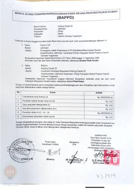 Berita Acara Penarikan/Penggunaan Dana Rehabilitasi/Rekonstruksi Rumah (BAPPD) Rusak Berat, Nama ...