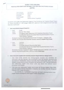 Surat Perjanjian Penyaluran Bantuan Rehabilitasi dan Rekonstruksi Rumah (SPPB),  Nama Kelompok Ma...